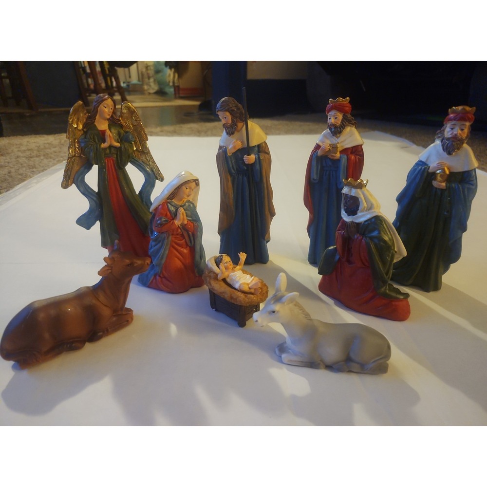 9 Piece Hand Painted Resin Nativity Set